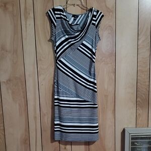 Worthington Black and White Asymmetrical Sheath Dress
